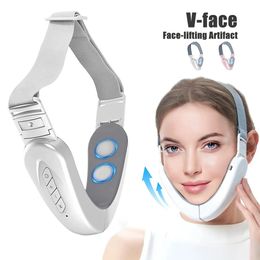 LED Pon Therapy Face Slimming Vibration Massager EMS Lifting Devices Double Chin V Line Lift Belt Cellulite Jaw Device 240108