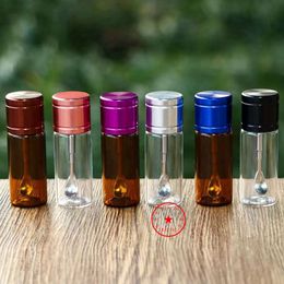 Colourful Smoking Herb Tobacco Spice Miller Dabber Telescoping Spoon Storage Glass Bottle Stash Seal Case Pocket Pill Jars Snuff Snorter Sniffer Snuffer Pipes DHL