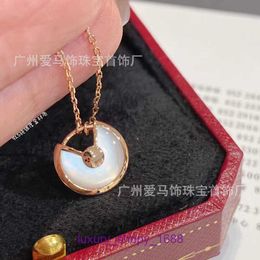 Car tires's necklace Classic Popular temperamen Sterling Silver Amulet Necklace with White Fritillaria Red Agate 18K Rose Gold Peace Charm With Original Box