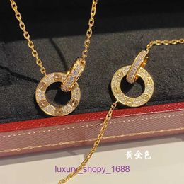 Car tires's necklace heart necklaces Jewellery pendants Double Ring Necklace Gold Plated 18K Buckle Pendant Collar Female With Original Box Pan