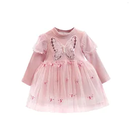 Girl Dresses Pudcoco Infant Kid Baby Tutu Tulle Dress Toddler Butterfly Pattern LongSleeve Round Neck Mini Little Party