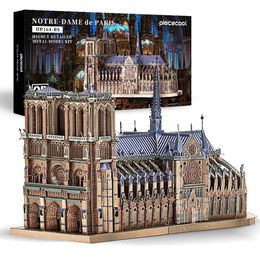 Piececool 3D Metal Puzzles Jigsaw Notre Dame Cathedral Paris DIY Model Building Kits Toys for Adults Birthday Gifts 240108