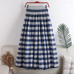 Skirts Autumn Design Pleated Plaid Women A-Line High Waist Knee-Length Elegant Office Lady Clothing Top Quality