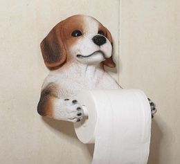 Creative Wall Mounted Toilet Roll Paper Holder Puppy Dog Holding Case Resin Hanger Bathroom Accessories Home Decorative9853351