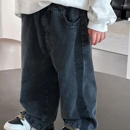 Trousers Boy Jeans Pant 2024 Korean Style Spring Children Pants Side Seam Boys And Girls Long Clothes