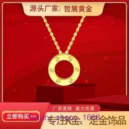 Fashion Car tires's designer necklace heart 999 Small Round Cake Pendant 5G Womens Necklace 2024 New Light Luxury Instagram Style Ring With Original Box