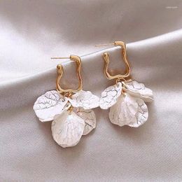 Dangle Earrings Trend Fashion Korean Minimalist White Flower Tassel Long Design Niche For Women Female Party Jewelry Pendant