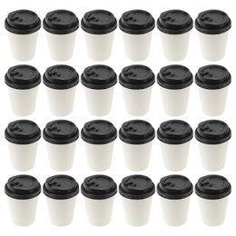 50pcs Disposable Coffee Cups Insulation Takeaway DoubleLayer Paper Cup Double Layer with Lid 240108 240118