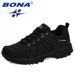 BONA Designers Hiking Shoes Man Nubuck Leather Mesh Outdoor Men Sneakers Climbing Sport Trendy 240109
