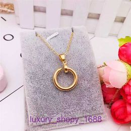 Car tires's necklace Titanium Steel Classic for women gold Jewellery brass plated circular nail pendant fashionable accessories With Original Box