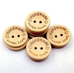 Natural Color Wooden Buttons handmade love Letter wood button craft DIY baby apparel accessories3436731