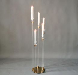 Crystal Candle Holders 5 Heads Table Candelabra Wedding Centrepiece Pillar Stand Road Lead Party Candlesticks Home Decoration1617568