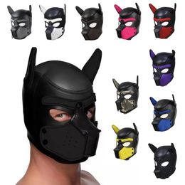 Gay Puppy Hood Neoprene Mask Muzzle Adult Pet Play Games Dog Slave Full Head Bondage Restraint Fetish Hood BDSM Sex Toys for Men 240109