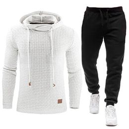 Tracksuit Men Brand Male Solid Hooded SweatshirtPants Set Mens Hoodie Sweat Suit Casual Sportswear S-5XL Plus Size 240109