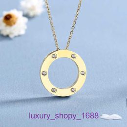 Car tires's Pendant Necklac Best sell Birthday Christmas Gift Light luxury six diamond round cake titanium steel necklace for womens With Original Box