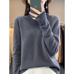 Women's Knits Fashion High Quality Women Sweaters Pure Merino Wool Female Clothing Spring Autumn Turtleneck Top Pullovers Knitwear N138