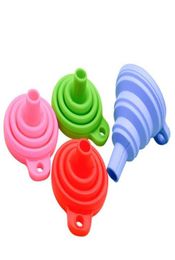 Silicone Foldable Funnel Mini Silicone Collapsible Style Funnel Folding Portable Funnels Be Hung Kitchen Tool ST5609429981