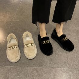 Shallow Mouth Shoes Woman 2024 Clogs Platform Slip-on Round Toe Loafers Fur Casual Female Sneakers Modis Creepers Moccasin S 240109