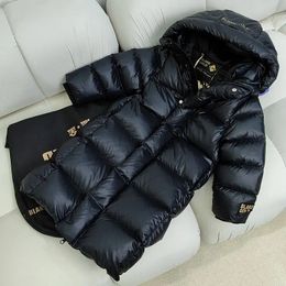 30 Degree Down Jacket Children Hooded Casual Coat Winter Boys Long Clothing Black Gold Lining Girls Warm Parkas XMP381 240108