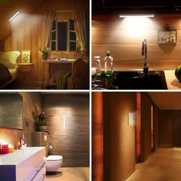 4pcs LED Motion Sensor Cabinet Light, Under Counter Closet Lighting, Wireless Magnetic USB Rechargeable Kitchen Night Lights, Battery Powered Operated Light