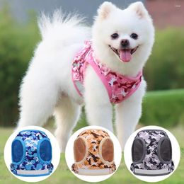 Dog Collars Mesh Breathable Puppy Chest Strap With Camouflage Print For Comfortable Pet Adjustable Leash