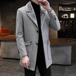 Men's Trench Coats Male Coat Temperament Men Business Jacket Super Soft Coldproof Trendy Windproof Buttons Outwear Woollen