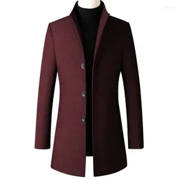 Men's Trench Coats TPJB Men Long Jackets Double Breasted Casual Wool Blends Business Leisure Overcoats Male Fit