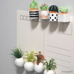 5PCS Fridge Magnets 4-5pcs Cactus Fridge Magnet Plant and Flower REfrigerator Sticker 3D Cute Grass Message Board Reminder Home Decoration