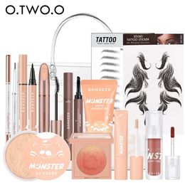 Sets O.TWO.O 12pcs Makeup Set Eyebrow Pomade Pencil Eyeliner Mascara Lipstick Foundation Concealer Blush Face Powder Cosmetics Makeup