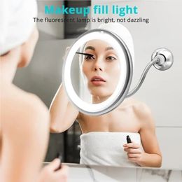 Rotation 10X Makeup Mirror with LED Light Foldable Magnifying Tool Vanity Mirrors Travel Home Dressing Table Accessories 240108