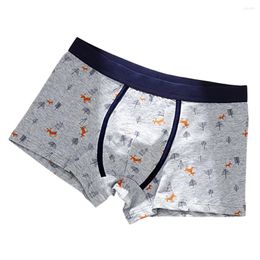 Underpants Men Cotton Printed Boxer Briefs Comfort Underwear Shorts U Convex Pouch Panties Middle Waist Lingerie Youth