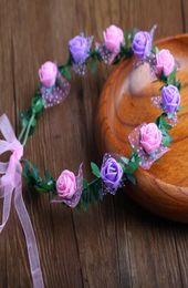 Bohemian Flower Wreath Girl Head Flower Crown Rattan Garland Festival Wedding Bridal Floral Headband Headdress Party Decoration GG7590103