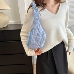 Casual Waist Bags New Korean Version Cloud Bag Pleated Chest Embroidered Thread Single Shoulder Crossbody Diamond Grid Western Style Travel