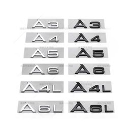 3d ABS Letters Rear Trunk Badge Sticker Emblem Decla For Audi A3 A5 A6 A4L A6L Q2 Q2L Q3 Q3L Q5 Q7L Car Decor Accessories