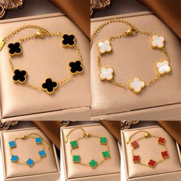 Designer Vanca 18k Gold Plated Classic Fashion Charm Bracelet Four-leaf Clover Designer Jewelry Elegant Mother-of-pearl Bracelets for Women and Men Cwqh