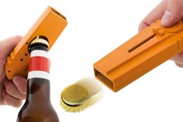 New Bottle Opener Cap Launcher Cap Shooting Fly Flying Bar Kitchen Orange Beer Opening Launcher with Keychain Key Ring c4487543660