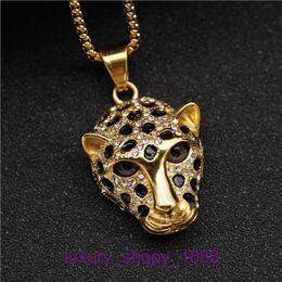 Car tires's Amulette necklace Luxury fine Jewellery Trendy Hip Hop Jewellery Gold Plated Full Diamond Brown Eyes Leopard Head Pendant With Original Box