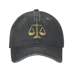Ball Caps Punk Cotton Gold Scales Of Justice Law Logo Baseball Cap For Men Women Breathable Lawyer Legal Party Dad Hat Outdoor
