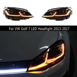 For VW Golf 7 MK7 LED Headlight 13-17 High Beam Angel Eye Projector Lens DRL Daytime Running Light Dynamic Streamer Turn Signal