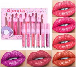 Donuts Glitter Lip Gloss 6 Color Shimmer Lipgloss Collection Velvet Comfortabel Texture WaterProof LongLasting Lips Makeup Set5158953