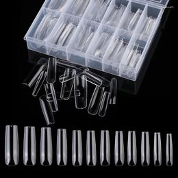 False Nails 240pcs XXL Extra Long Tapered Square Clear Full Cover Artificial Extension Tips Press On Manicure Salon Tools