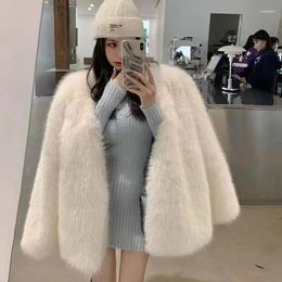 Women's Fur Fluffy Coat Padded Cotton Thicken Streetwear Women Faux Jacket Warm Clothing Sheepskin Long Sleeve Windproof