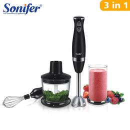 Stainless Steel Hand Blender 3 In 1 Immersion Electric Food Mixer With Bowl Kitchen Vegetable Meat Grinder Chopper Whisk Sonifer 240109