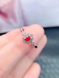 Cluster Rings Natural Ruby 3mm 4mm 925 Silver Jewellery Gift For Woman Fashion Ring Office Wedding