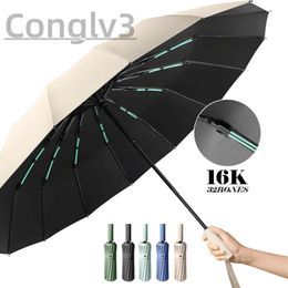 16K Double Bones Large Umbrella Men Womens Windproof Compact Umbrellas Automatic Fold Business Luxury Sun Rain Travel 240109