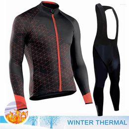 Racing Sets 2024 Winter Thermal Fleece Cycling Jersey Set Men Mountian Bicycle Clothing Wear Ropa Ciclismo Hombre Bike