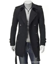 Jackets New Men 's Jackets Double Platoon Clothing Men Long Coat Belt Double Breasted Trench Coat Black Grey M3xl