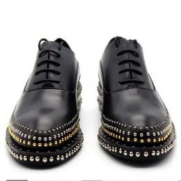 Handmade Rivets Brogue Shoes Wedding Dress Shoe Cow Genuine Leather Men Oxfords Plus Size 38-45