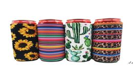 1785cm Can Cooler Slim Can Insulators Neoprene Beverage Beer Cooler Collapsible Cola Bottle Koozies Cactus Leopard Can Sleeve DW1925617