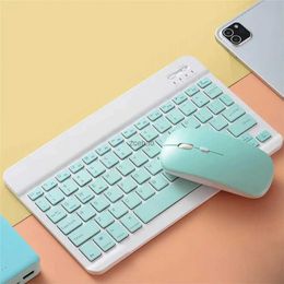 Keyboards Bluetooth-compatible Wireless Keyboard and Mouse Rechargeable For Android Ios Windows Tablet Mini Keyboard KitL240105